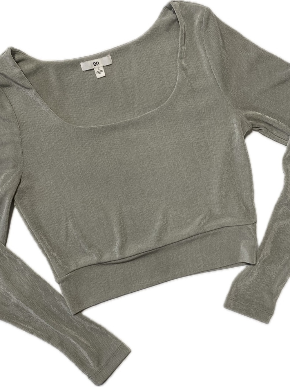 BP. Light gray Ribbed Scoop Neck Crop Top size S